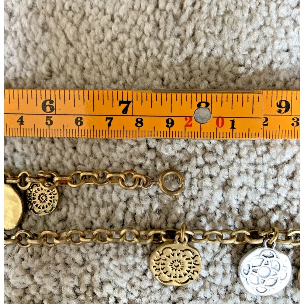 Vintage CAbi Coin Charm Necklace Bracelet Set Gold Silver Tone Convertible 3pc - Picture 16 of 16
